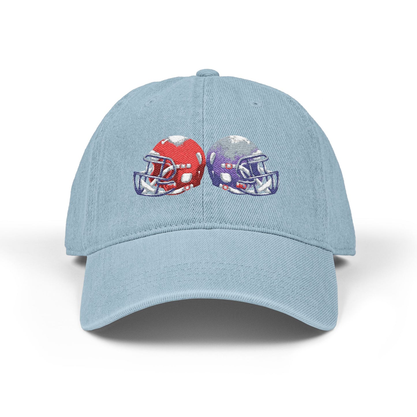 Football-Themed Denim Hat with Embroidery, Perfect Gift for Sports Lovers, Casual Wear, Game Day Accessories, Embroidered Cap