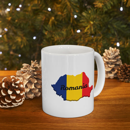 Romania Flag Ceramic Mug, Unique Coffee Cup, Travel Souvenir, Gift for Romanians
