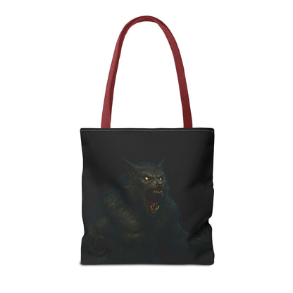 Fierce Werewolf Tote Bag, Halloween Accessories, Dark Art Tote, Animal Lover Gift, Geeky Shopping Bag - TRV