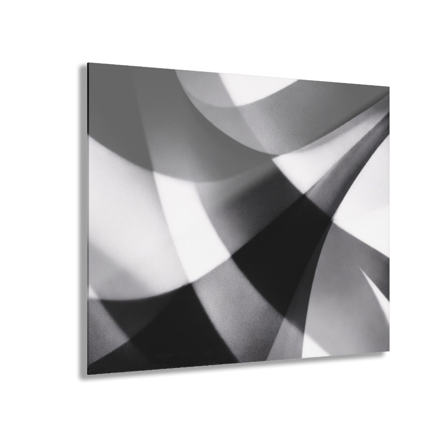 Abstract black and white geometric acrylic print wall art with French cleat hanging, ideal for modern home decor by Printify.