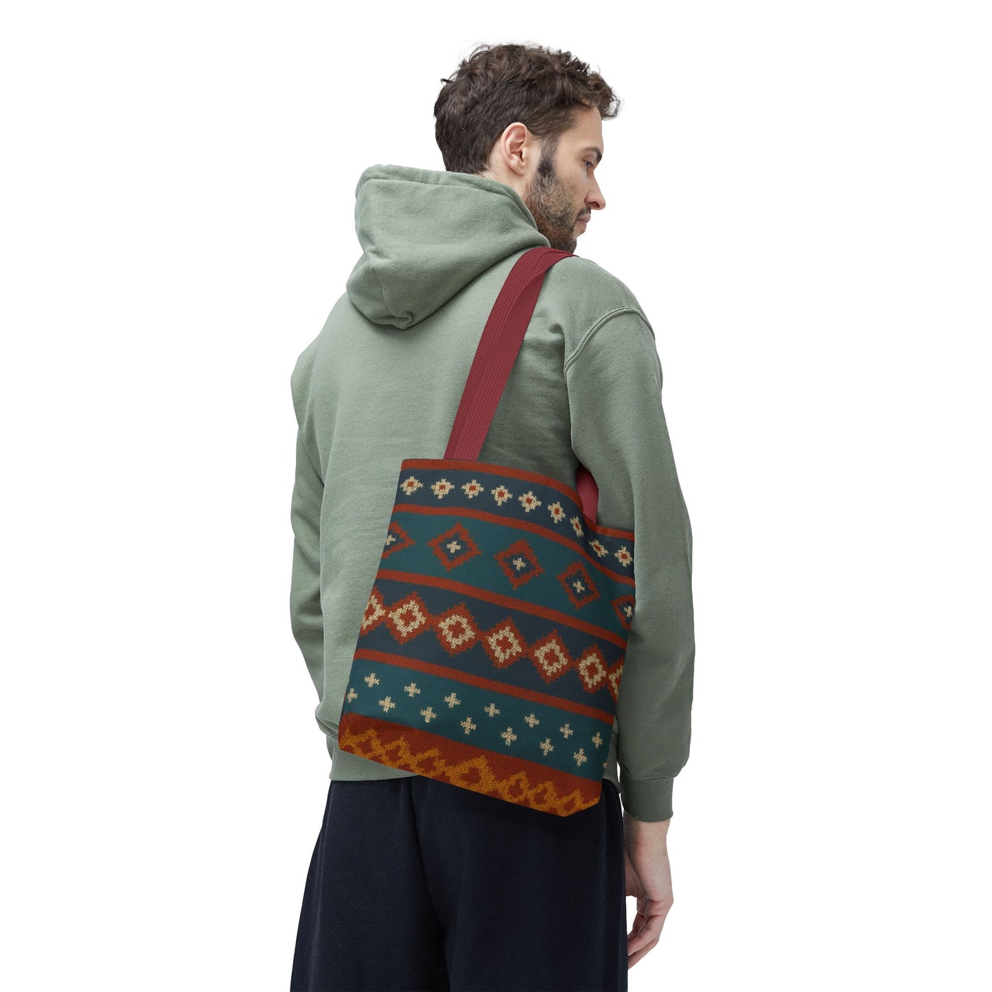 Southwestern Diamond Pattern Tote Bag | Aztec Tribal Geometric Print - TRV