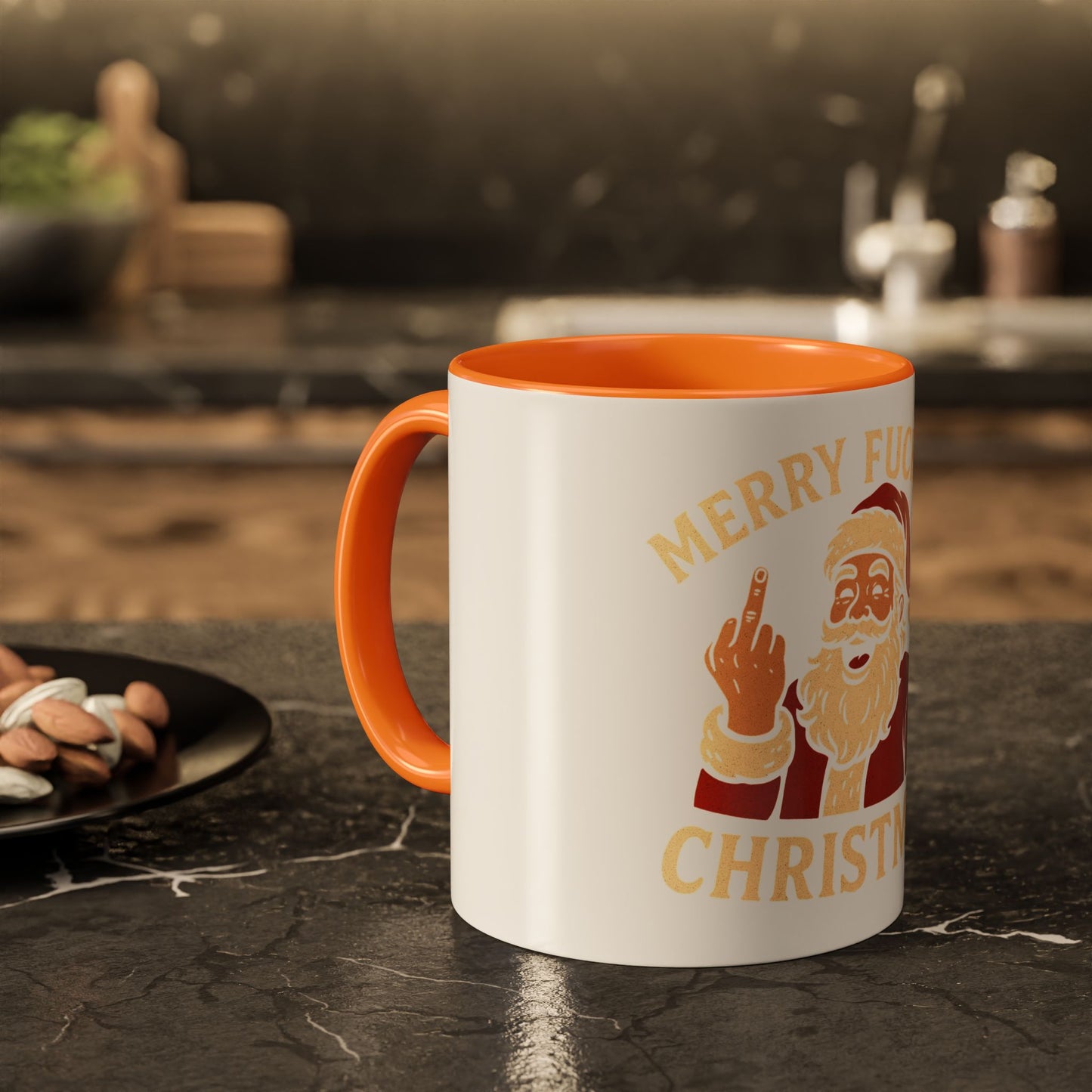 Irreverent Merry Christmas Mug — Funny Santa Middle Finger Coffee Cup (11oz & 15oz)