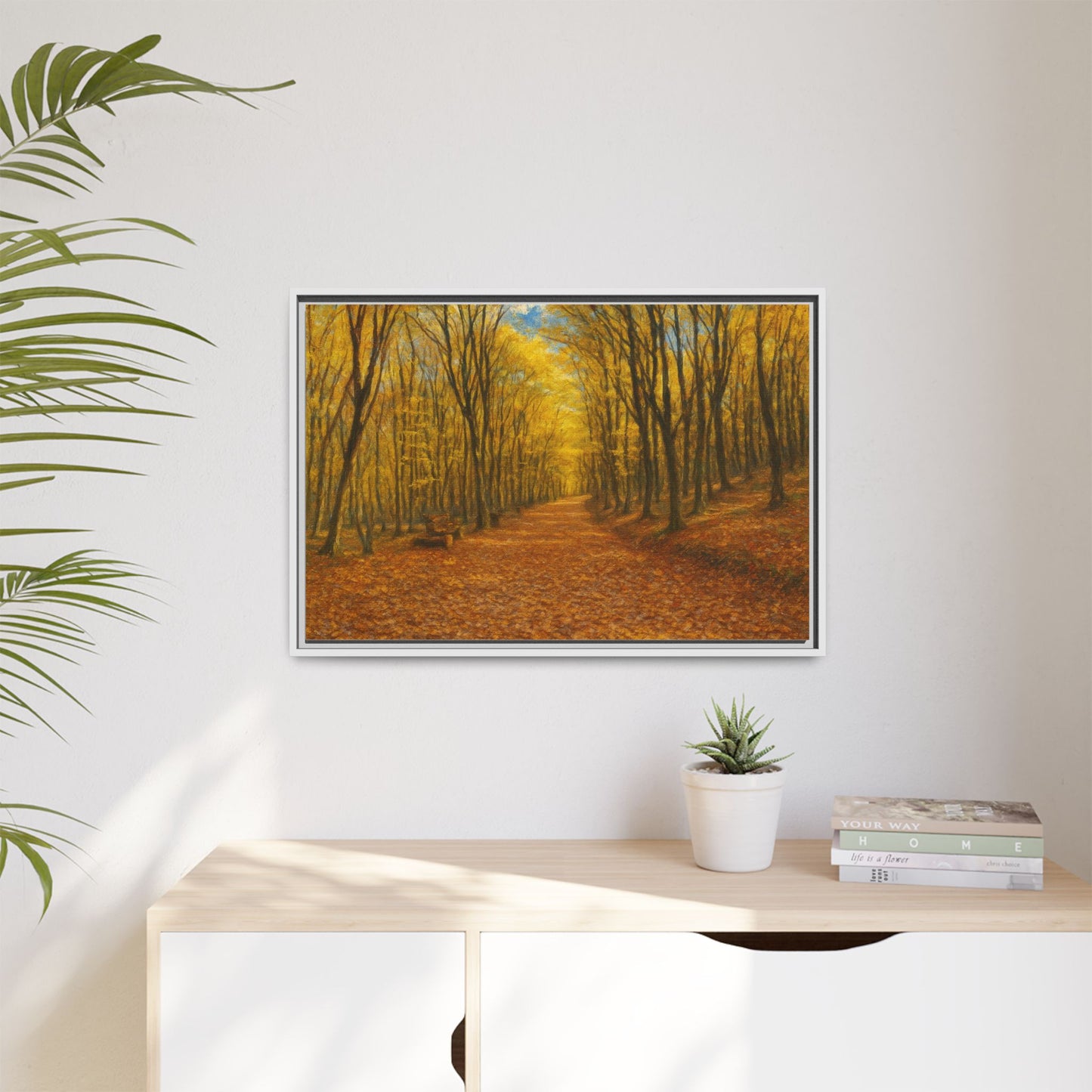 Autumn Forest Framed Canvas Art, Cozy Wall Decor, Nature Inspired Gift, Fall Home Accent, Perfect for Thanksgiving - TRV