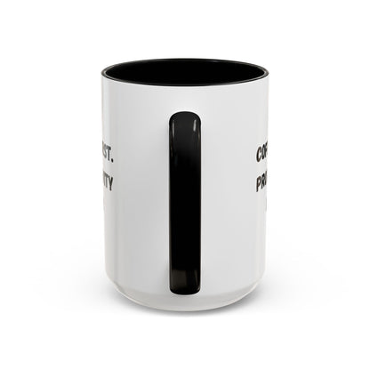 Coffee First Productivity Later Mug - Fun Office Gift, Motivational Coffee Cup, Black Handle Mug, Home Office Decor, Thoughtful Gift