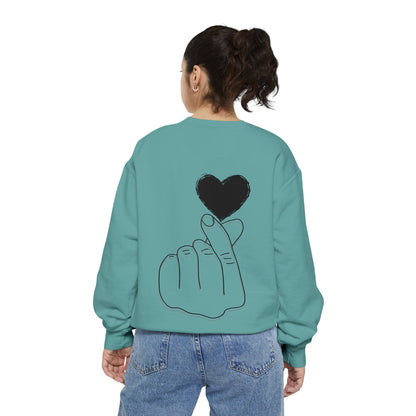 Unisex Garment-Dyed Sweatshirt with Heart Design - Cozy & Stylish