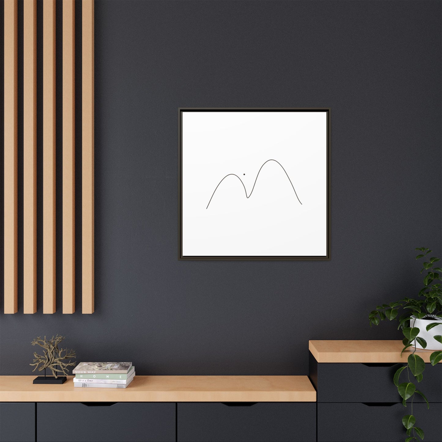 Minimal Line Mountains Matte Canvas Framed