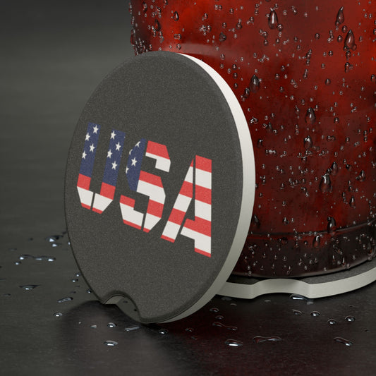USA Flag Soapstone Car Coaster – Patriotic Drink Holder for Cars