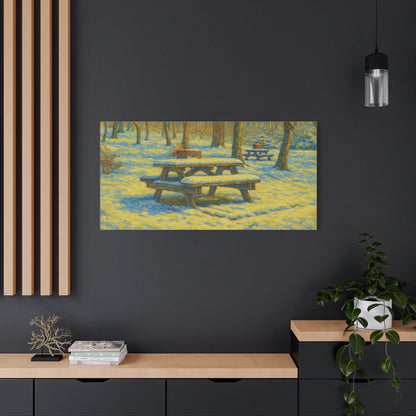 Winter Picnic Canvas Art Print, Cozy Home Decor, Seasonal Wall Art, Nature-Inspired Artwork, Perfect for Holidays - TRV