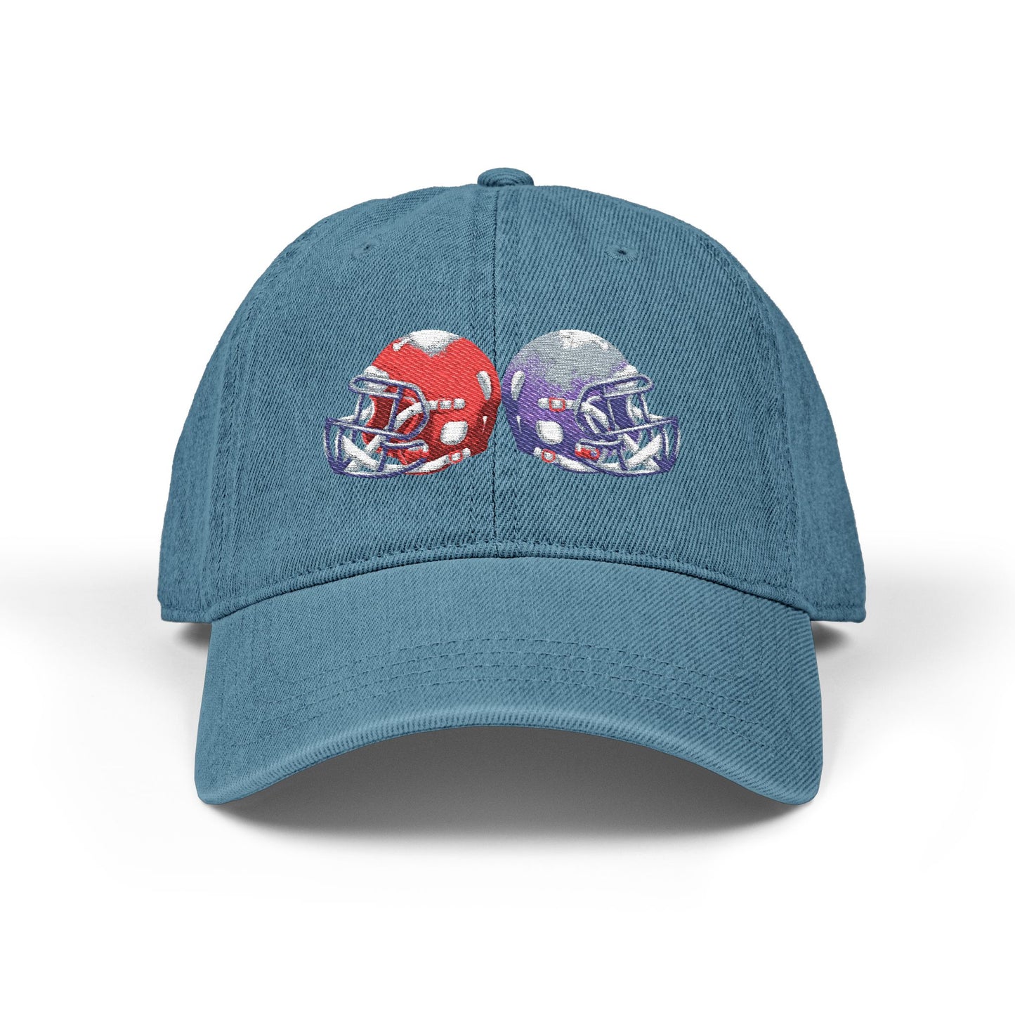 Football-Themed Denim Hat with Embroidery, Perfect Gift for Sports Lovers, Casual Wear, Game Day Accessories, Embroidered Cap