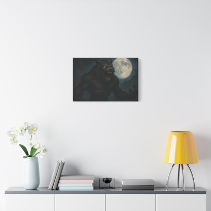 Werewolf Moon Canvas Art | Dark Fantasy Decor for Halloween, Gothic Home, Werewolf Lover Gift, Unique Wall Art, Spooky Decor - TRV