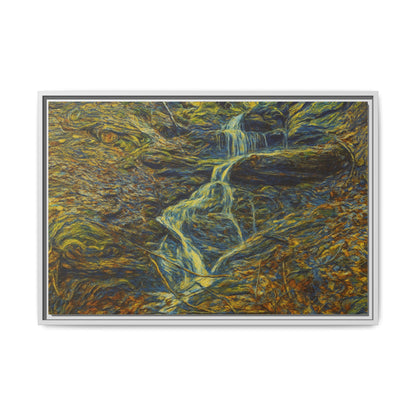 Van Gogh Style Framed Matte Canvas Art Print - Nature-Inspired Wall Decor, Abstract Waterfall Artwork, Home Office Decoration - TRV