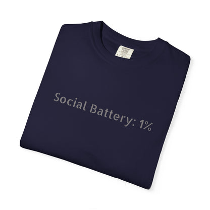 Social Battery 1% T-shirt | Introvert Funny Text Tee