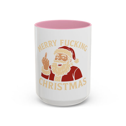 Irreverent Merry Christmas Mug — Funny Santa Middle Finger Coffee Cup (11oz & 15oz)