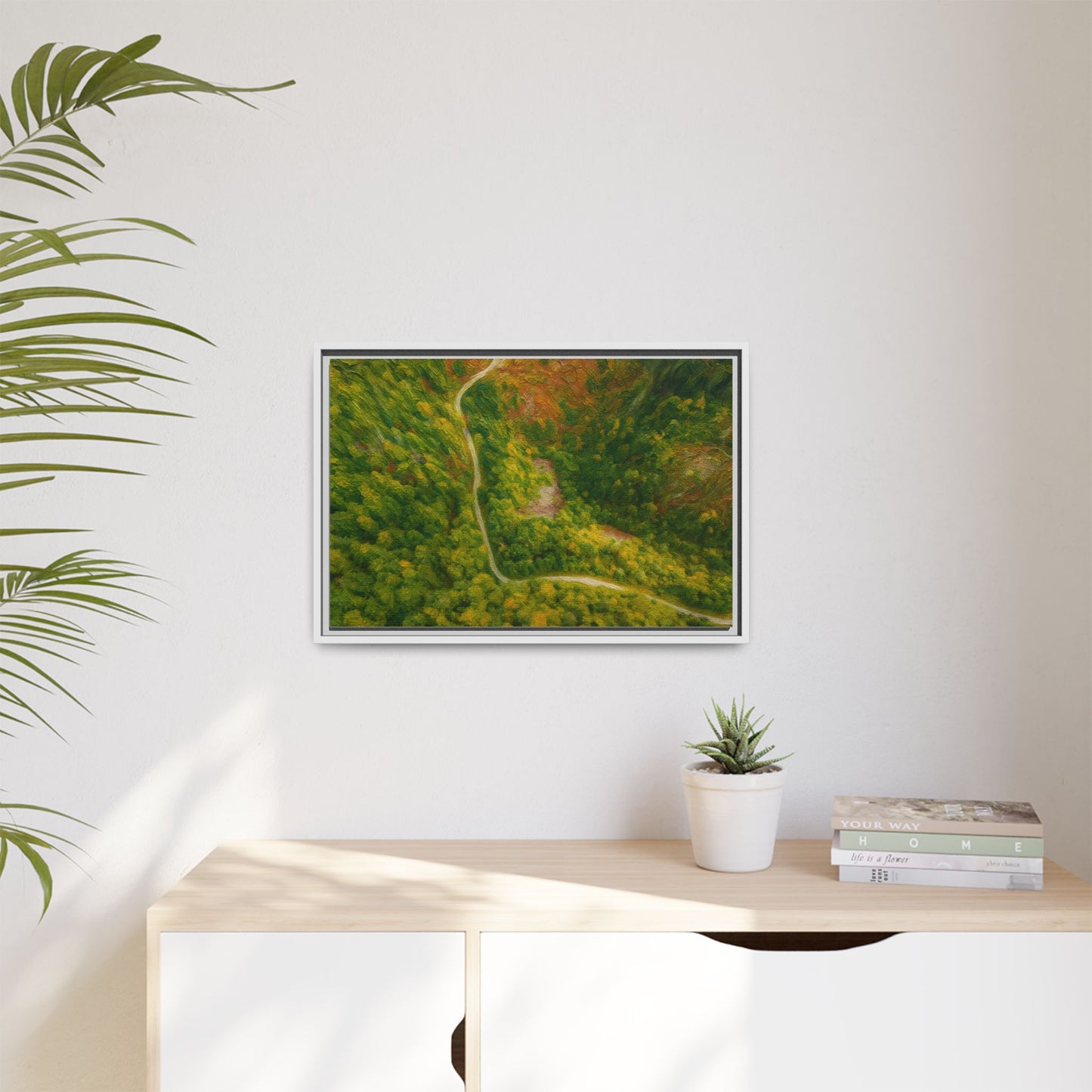 Framed Nature Canvas Art Print, Vibrant Forest Wall Decor, Abstract Landscape Artwork, Home Decoration, Gift for Nature Lovers - TRV
