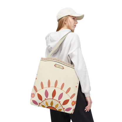 Boho Floral Mandala Tote Bag | Pastel Sunburst Pattern