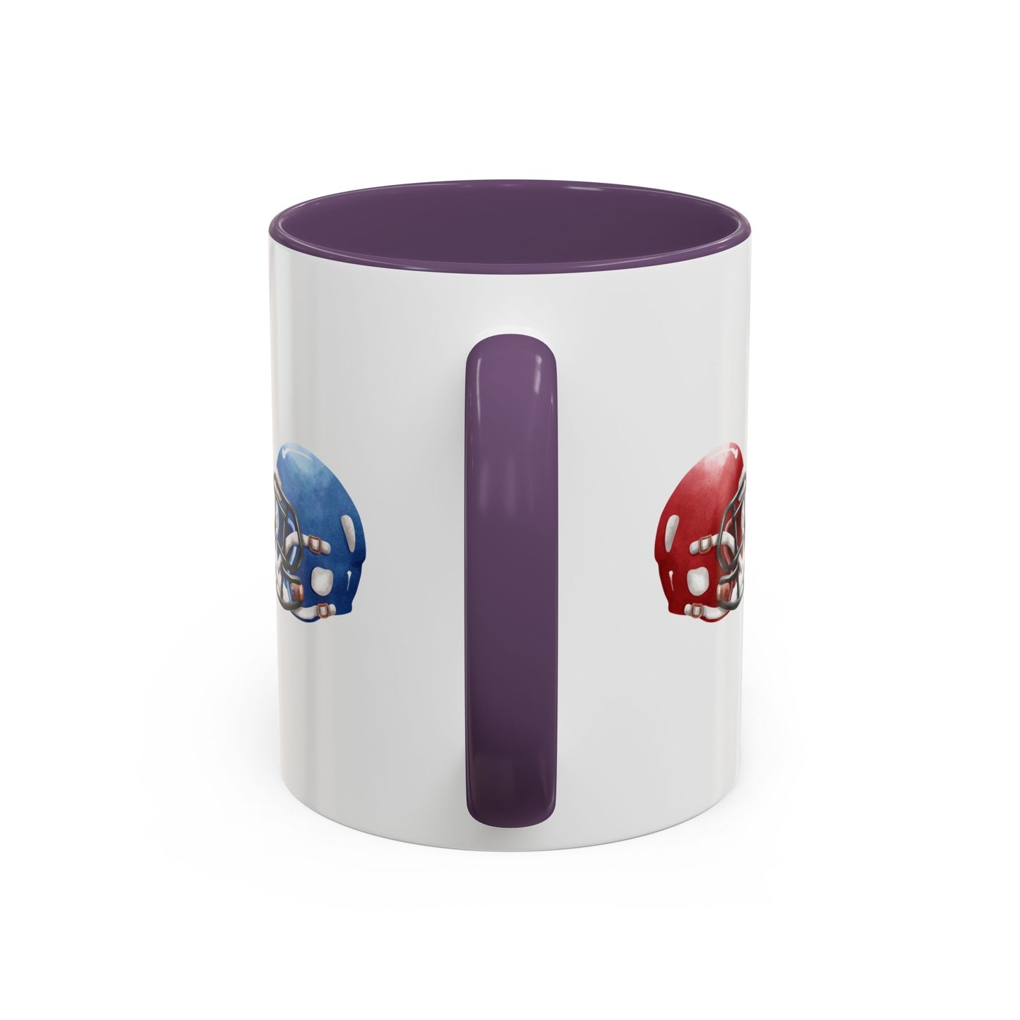 Football Helmet Coffee Mug — Red vs Blue Rivalry Accent Mug (11/15oz)