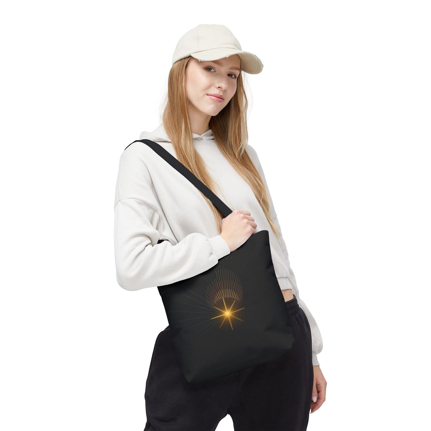 Radiant Starburst Tote Bag | Golden Light Celestial Design - TRV