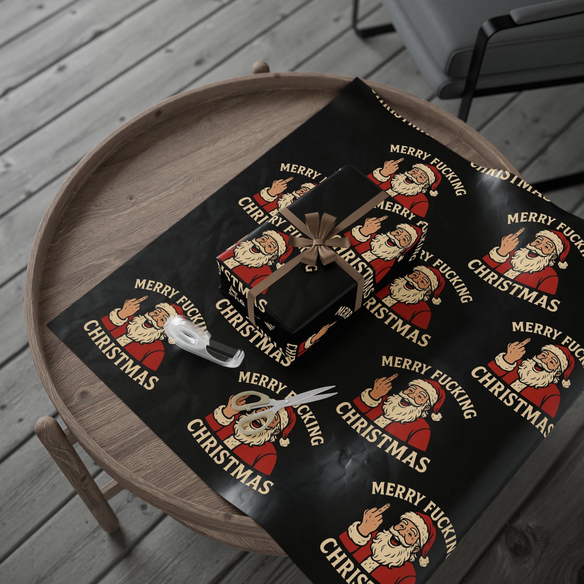 Funny Christmas Wrapping Paper, Holiday Gift Wrap, Humorous Santa Design, Unique Festive Paper, Xmas Present Wrapping - TRV