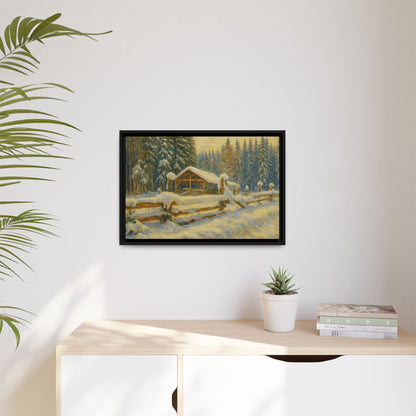 Winter Landscape Framed Canvas Art | Cozy Home Decor | Wall Art for Living Room, Bedroom, Holiday Gift, Rustic Vibes, Art Print - TRV