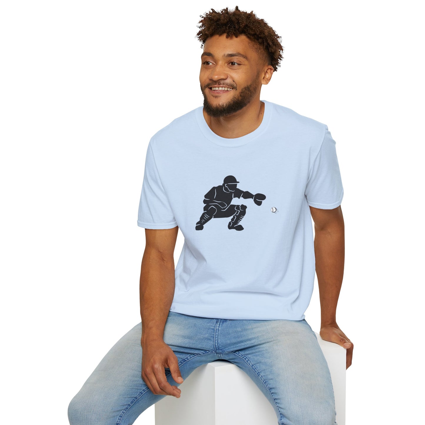 Baseball Catcher Unisex Softstyle T-Shirt, Sports Apparel, Gift for Athletes, Workout Gear, Casual Wear, Special Occasions