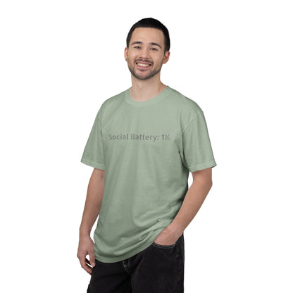 Social Battery 1% T-shirt | Introvert Funny Text Tee