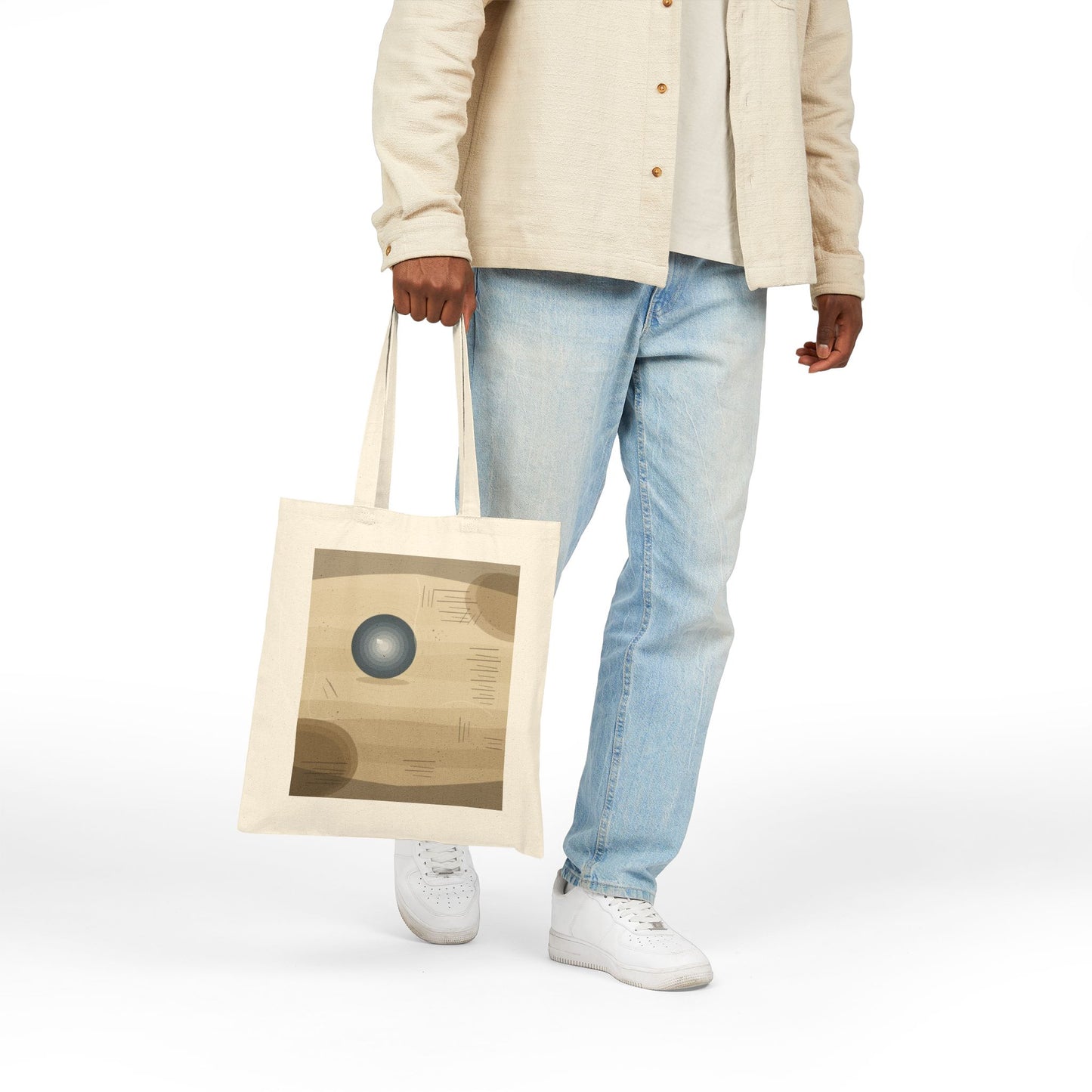 Minimalist Orb Abstract Tote Bag | Geometric Earth Tone Art