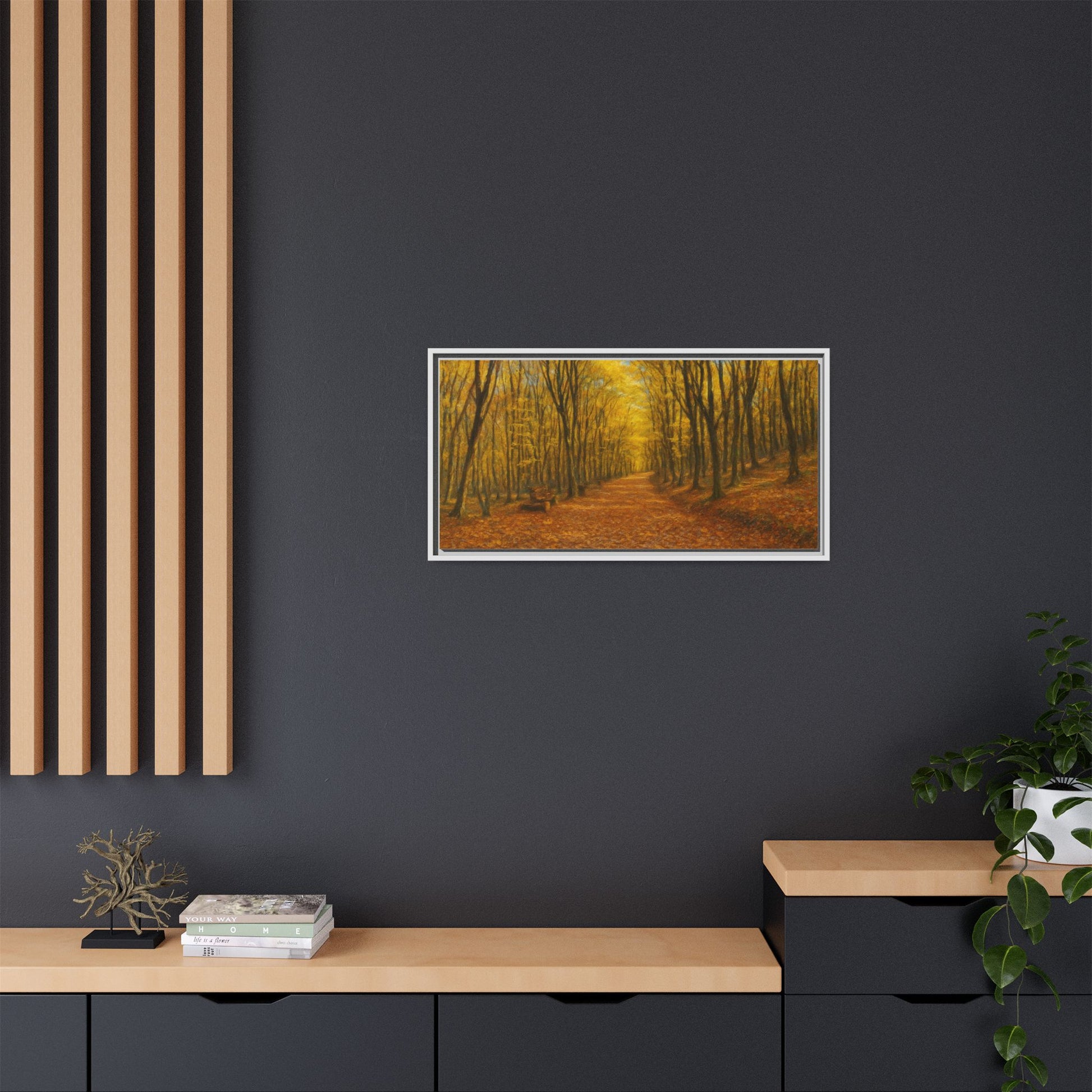 Autumn Forest Framed Canvas Art, Cozy Wall Decor, Nature Inspired Gift, Fall Home Accent, Perfect for Thanksgiving - TRV