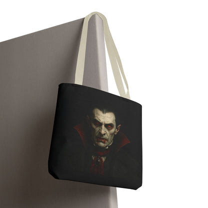 Vampire Haunted Tote Bag, Spooky Shopping Bag, Halloween Accessory, Gothic Style Handbag, Perfect for Halloween Parties, Unisex Tote - TRV