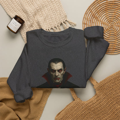 Gothic Horror Sweatshirt, Cozy Vampire Sweatshirt, Spooky Apparel, Halloween Costume Top, Unisex Halloween Sweatshirt