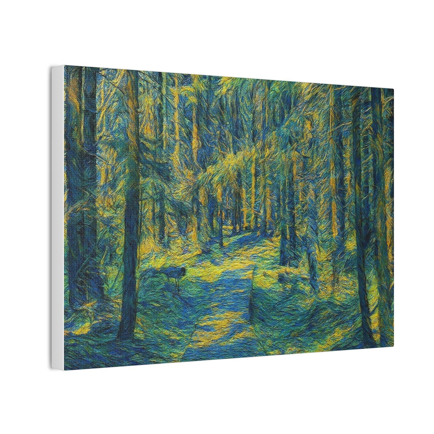 Sunlit Forest Path Canvas – Impressionist Woodland Wall Art