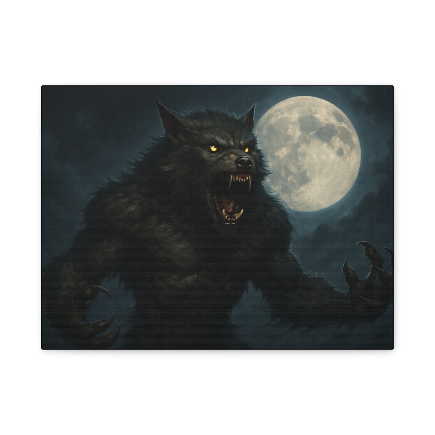 Werewolf Moon Canvas Art | Dark Fantasy Decor for Halloween, Gothic Home, Werewolf Lover Gift, Unique Wall Art, Spooky Decor - TRV