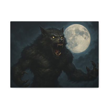 Werewolf Moon Canvas Art | Dark Fantasy Decor for Halloween, Gothic Home, Werewolf Lover Gift, Unique Wall Art, Spooky Decor - TRV