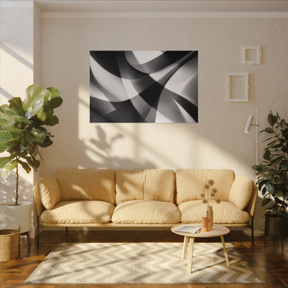 Abstract Black and White Swirl Matte Canvas
