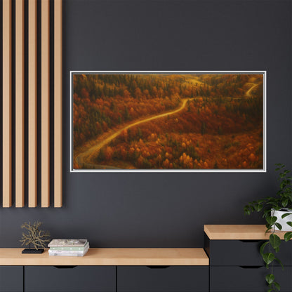 Autumn Landscape Framed Canvas Art, Cozy Home Decor, Warm Fall Vibes, Gift for Nature Lovers, Perfect for Thanksgiving - TRV