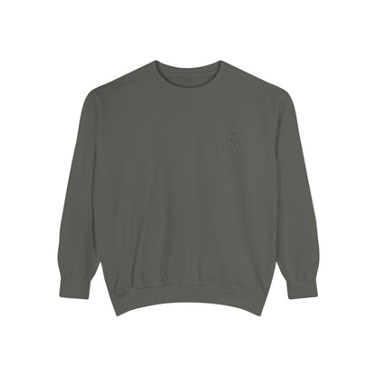 Minimalist Peace Hand Sweatshirt — Small Chest Line Art Crewneck