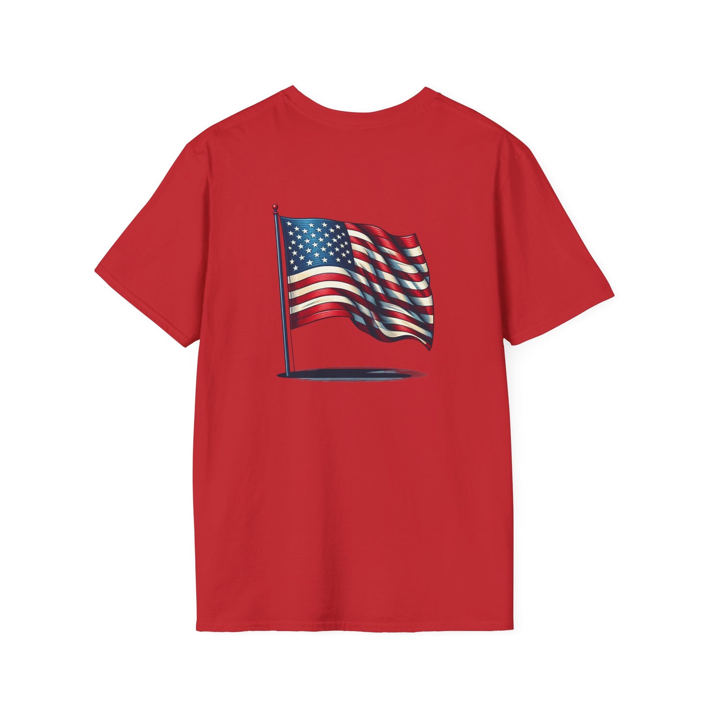 Patriotic Unisex Softstyle T-Shirt, American Flag Tee, USA Pride Shirt, Perfect for Independence Day, Casual Wear - TRV