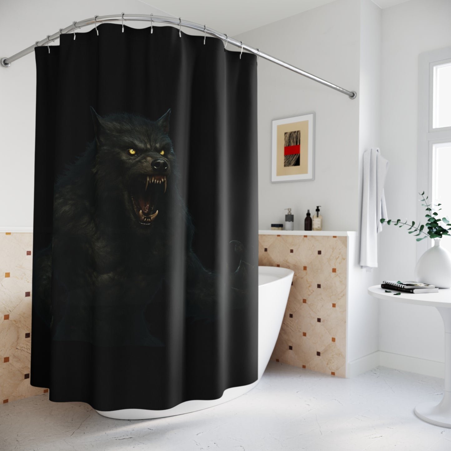 Werewolf Shower Curtain, Gothic Bathroom Decor, Moonlight Werewolf Design, Spooky Home Accent, Halloween Decoration