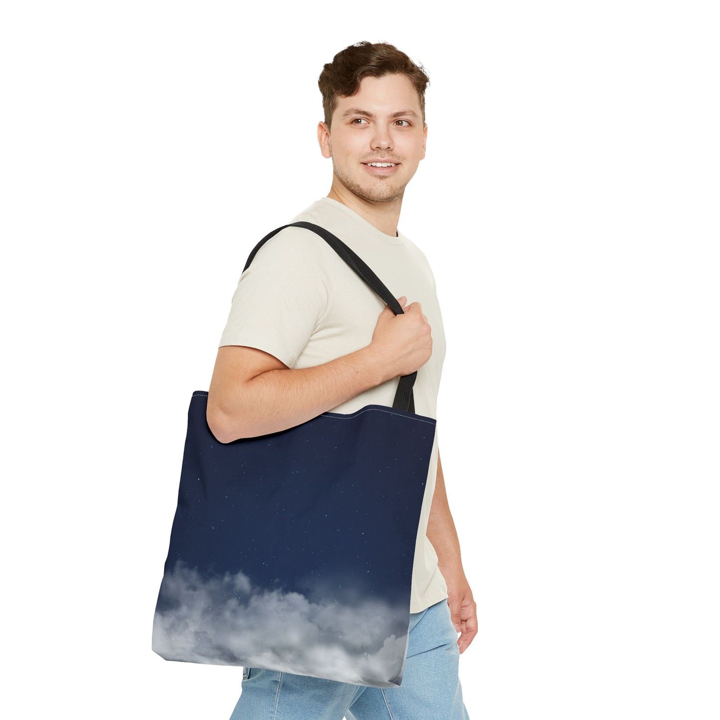 Night Sky Clouds Tote Bag | Starry Navy Ombre - TRV