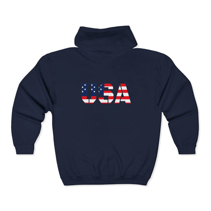 USA Flag Full‑Zip Hoodie — American Patriotic Zip-Up Sweatshirt