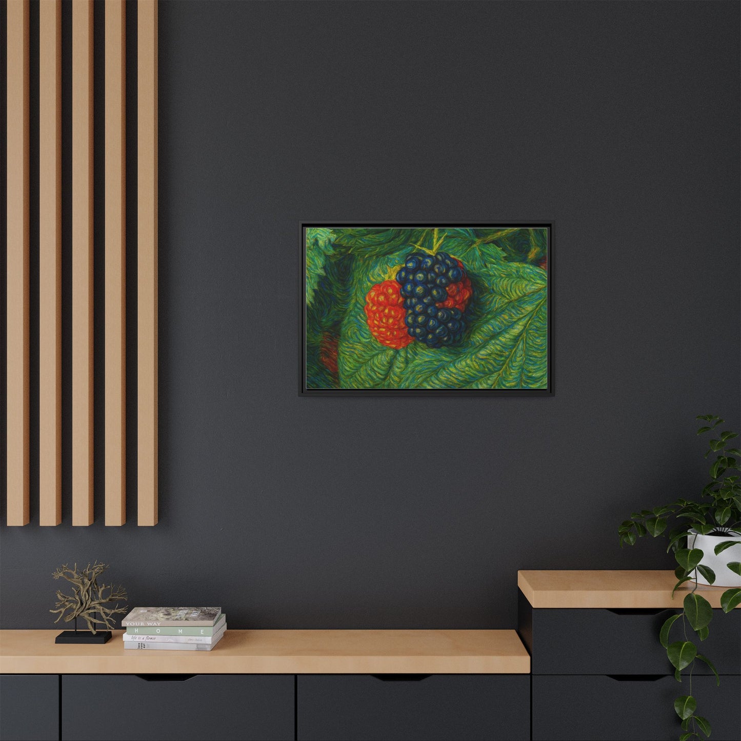 Van Gogh Style Blackberry Canvas Art, Framed Wall Decor, Botanical Print, Summer Home Decor, Gift for Garden Lovers - TRV