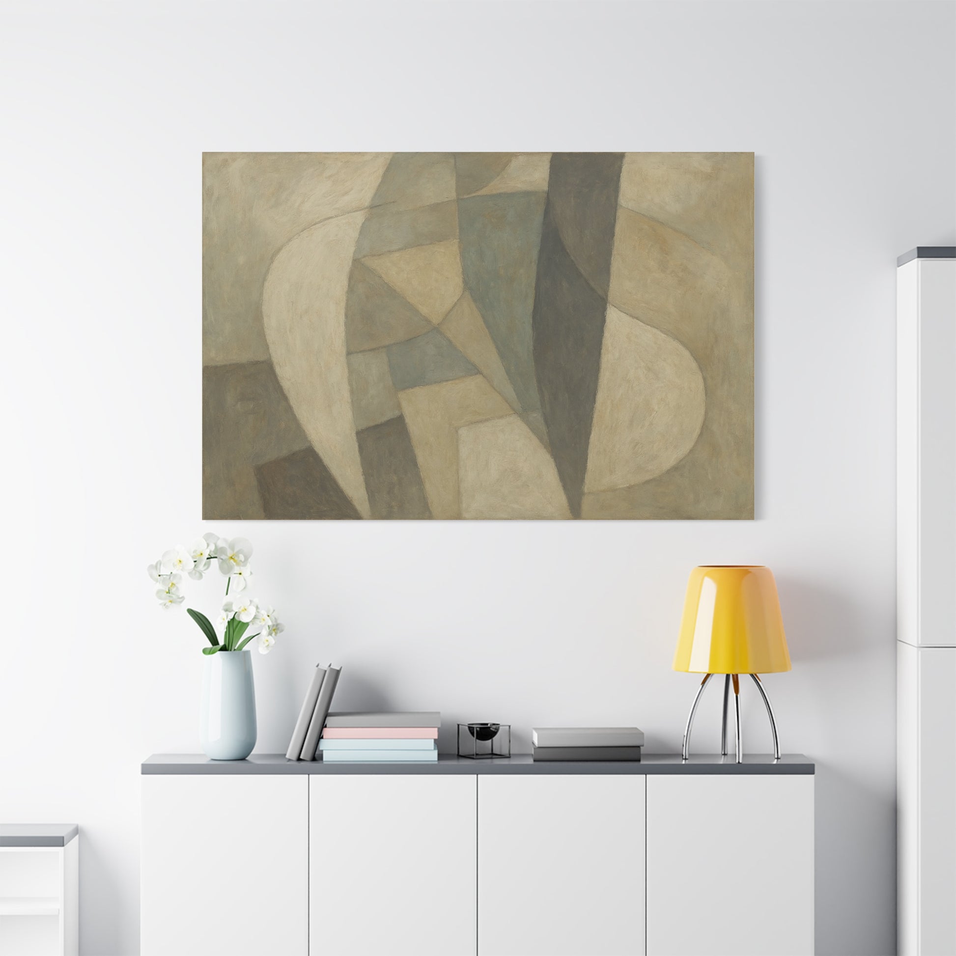 Abstract Neutral Geometric Shapes Matte Canvas - TRV
