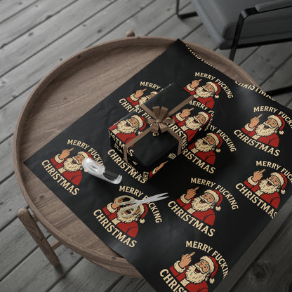 Funny Christmas Wrapping Paper, Holiday Gift Wrap, Humorous Santa Design, Unique Festive Paper, Xmas Present Wrapping - TRV