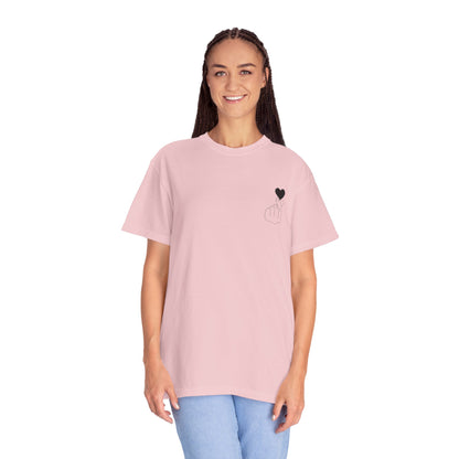 Unisex Garment-Dyed T-Shirt with Heart Design | Casual Trendy Wear for All Occasions