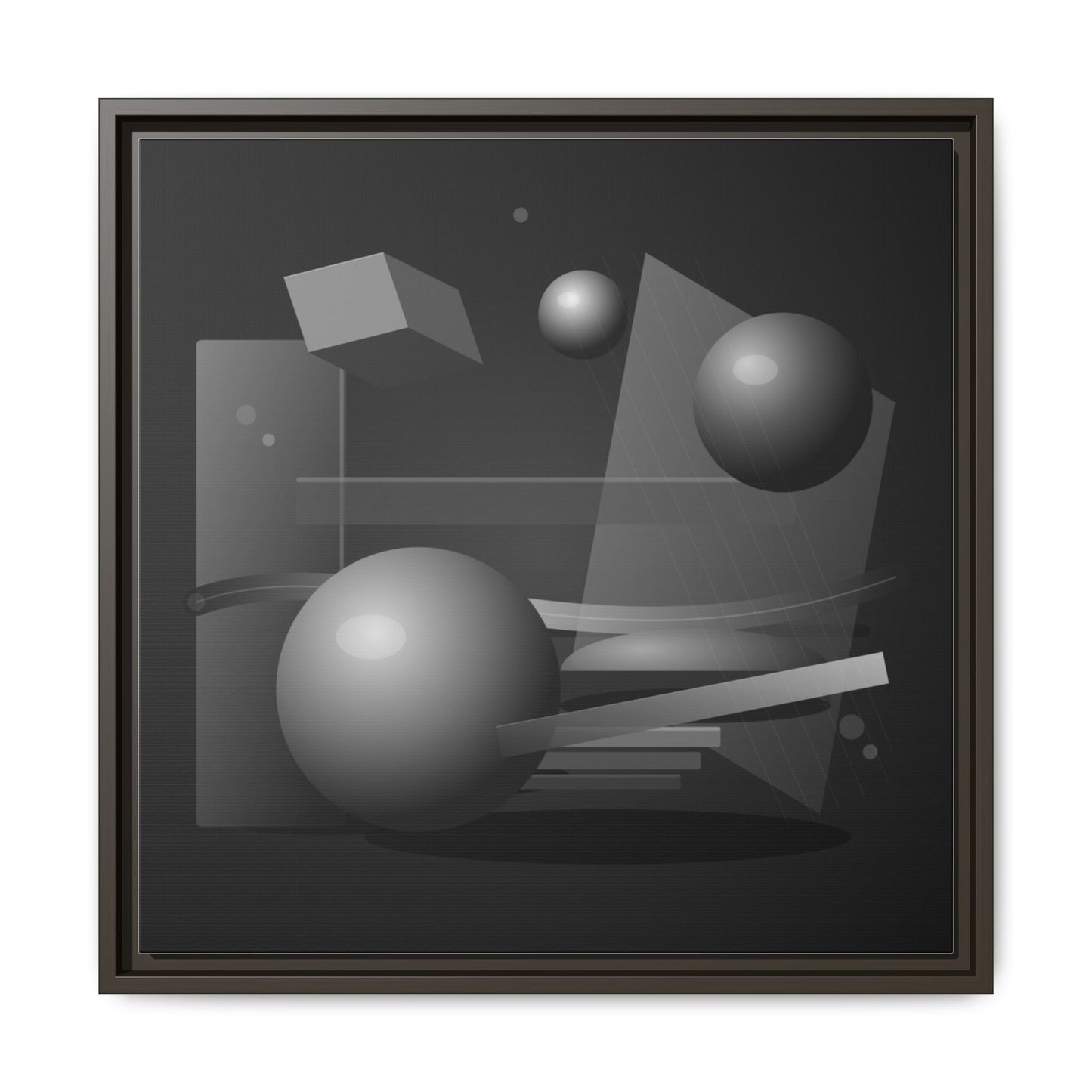 Monochrome Geometric Spheres Canvas Framed Wall Art | Matte Print