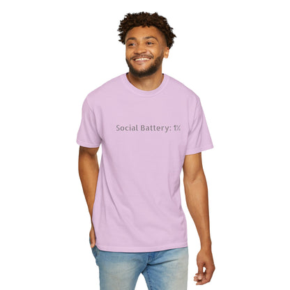 Social Battery 1% T-shirt | Introvert Funny Text Tee