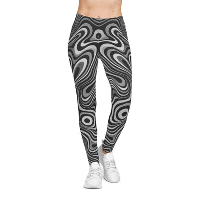 Chic Psychedelic Black, White and Grey Leggings | Trendy Women's Casual Wear, Comfortable Workout Pants, Unique Trendy Apparel - TRV