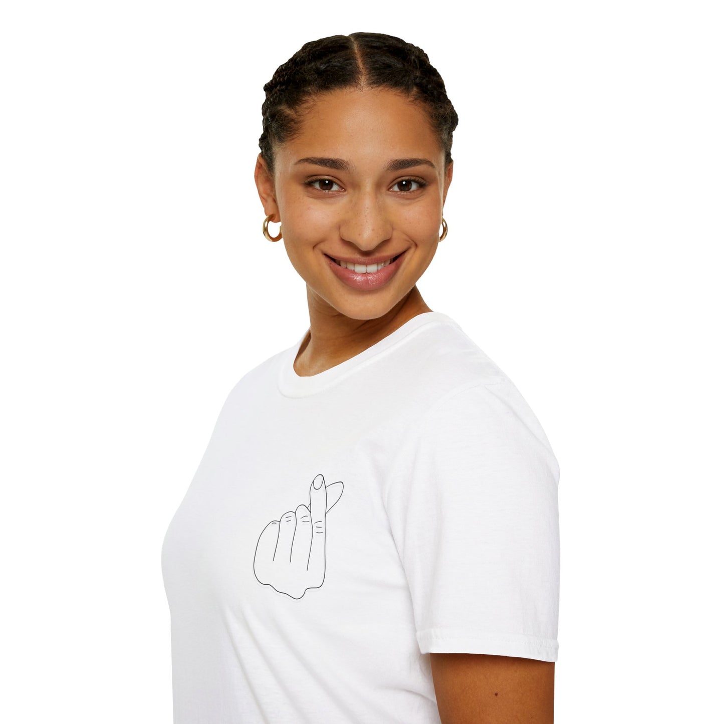 Trendy Unisex Softstyle T-Shirt with Love Hand Gesture Design