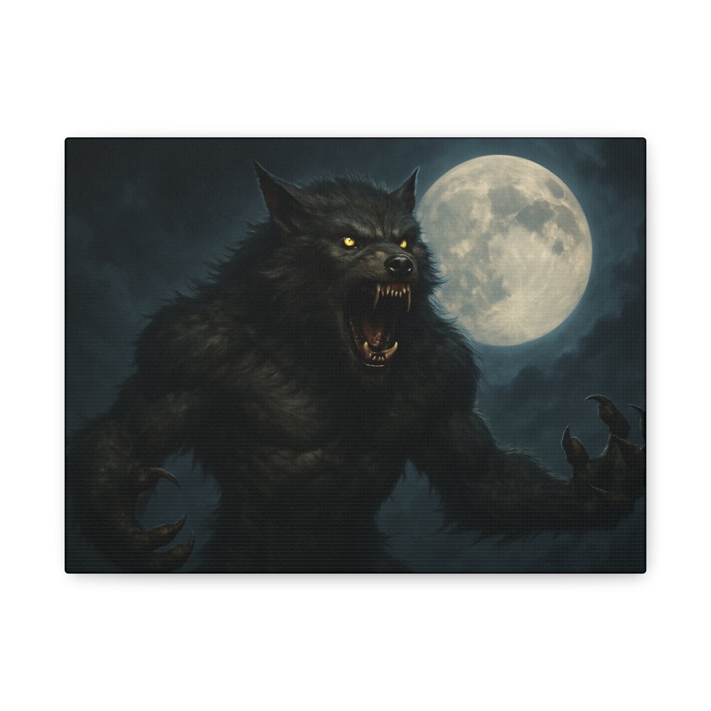 Werewolf Moon Canvas Art | Dark Fantasy Decor for Halloween, Gothic Home, Werewolf Lover Gift, Unique Wall Art, Spooky Decor - TRV