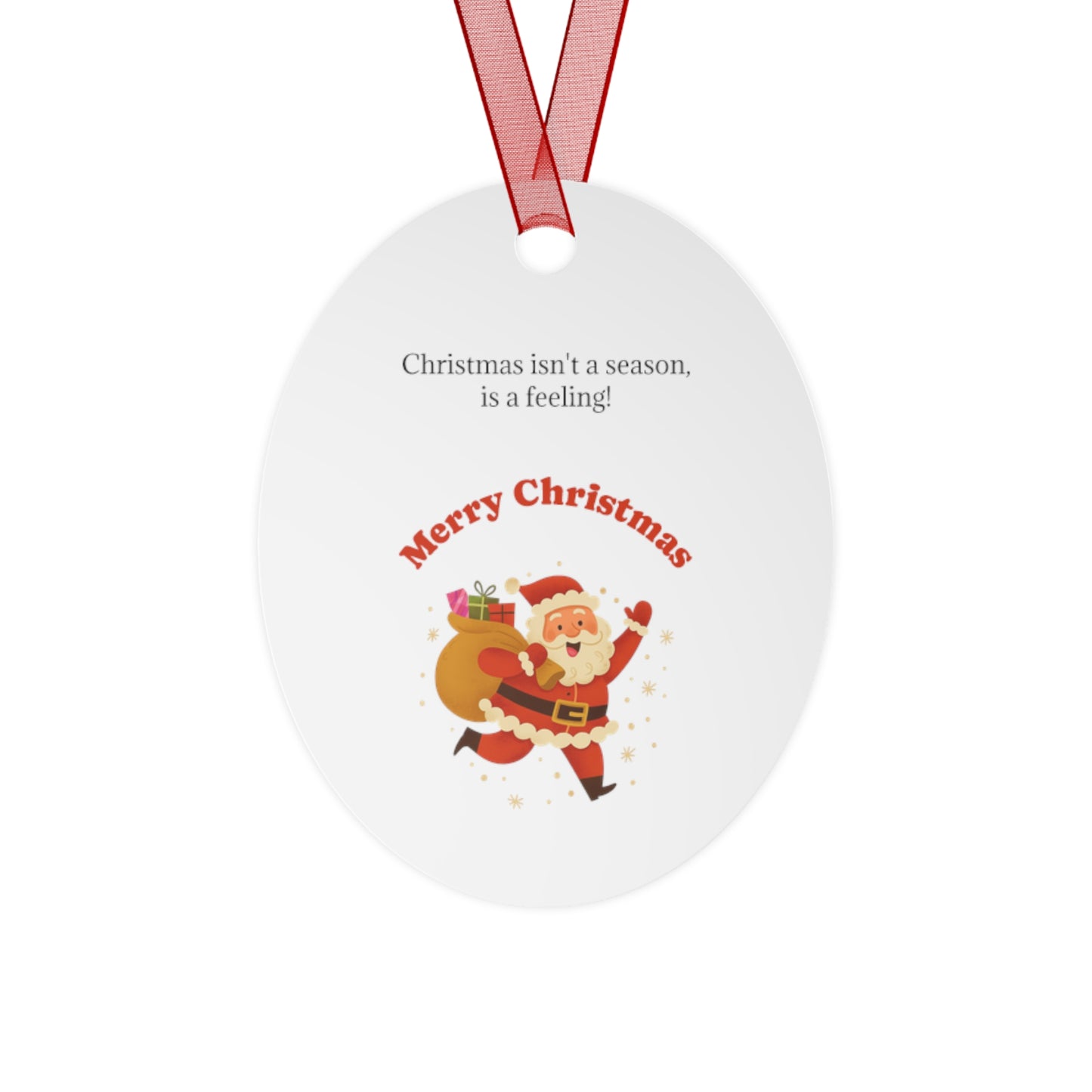 Merry Christmas Santa with Sack metal ornament | Bell shaped holiday decoration