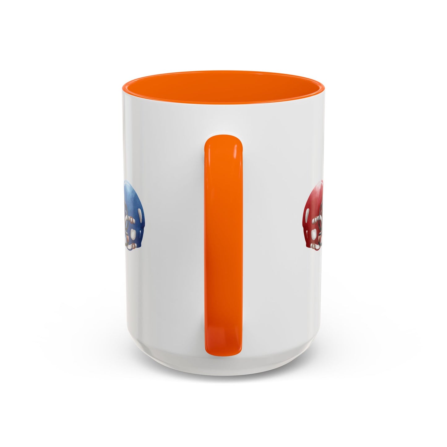 Football Helmet Coffee Mug — Red vs Blue Rivalry Accent Mug (11/15oz)